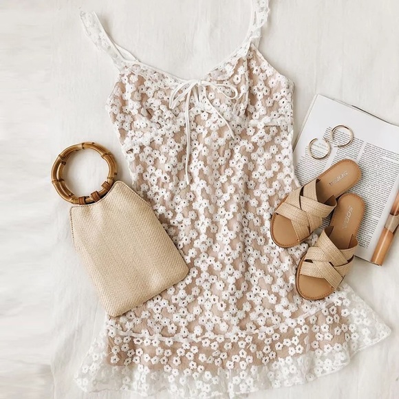 Ivory Cream Wildflower Flutter Overlay Dress - Picture 7 of 12